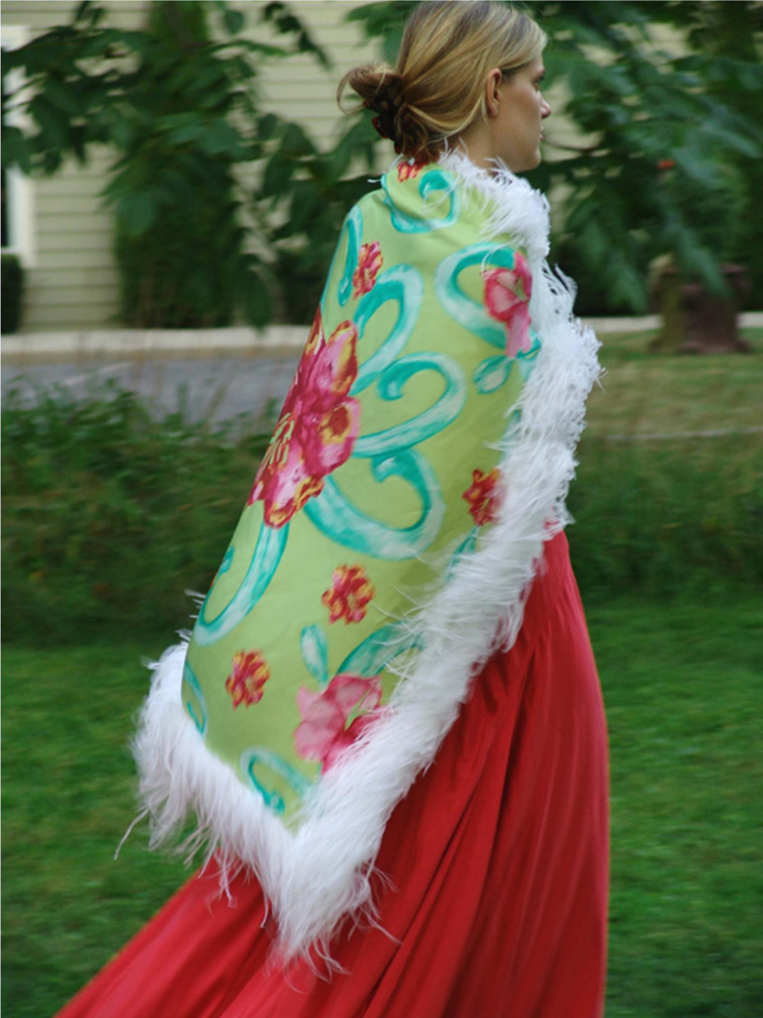 All Silk Convertible Scarf GAIL TOMA worn as a Cape