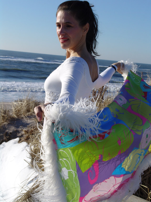 Three in One Convertible Scarf with White South African Recycled Ostrich by Gail Toma